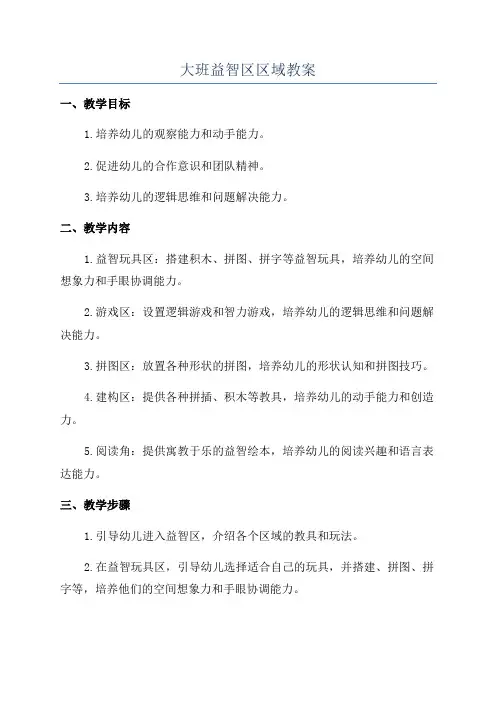 大班益智区区域教案