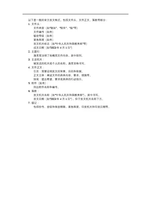 官方发文格式