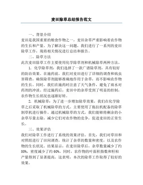 麦田除草总结报告范文