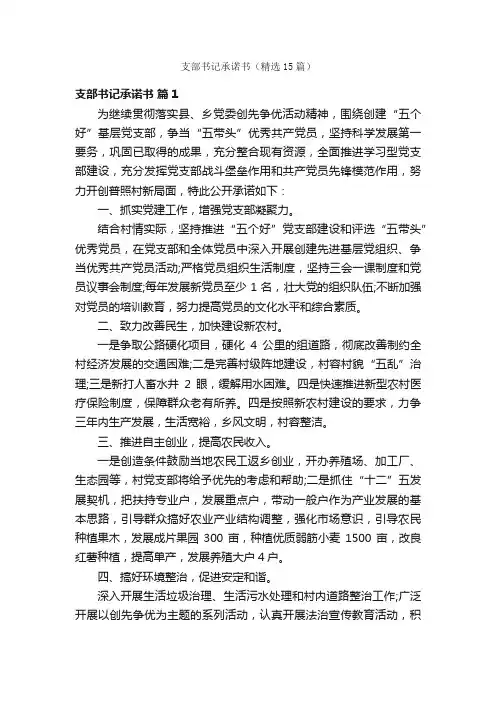 支部书记承诺书（精选15篇）