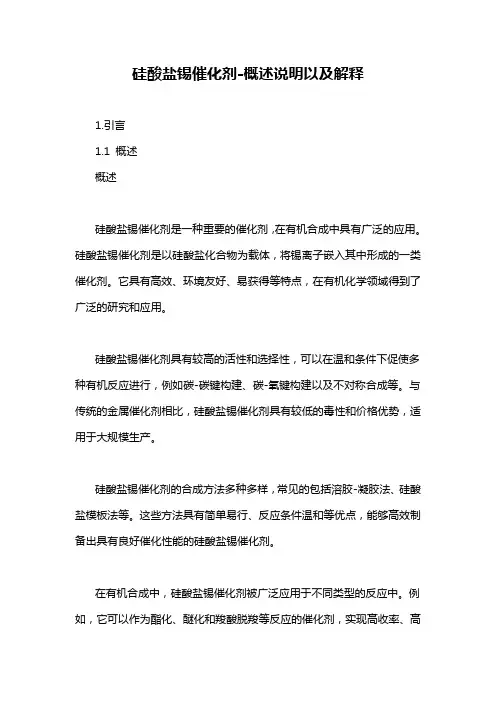 硅酸盐锡催化剂-概述说明以及解释