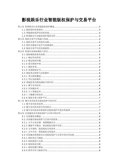 影视娱乐行业智能版权保护与交易平台