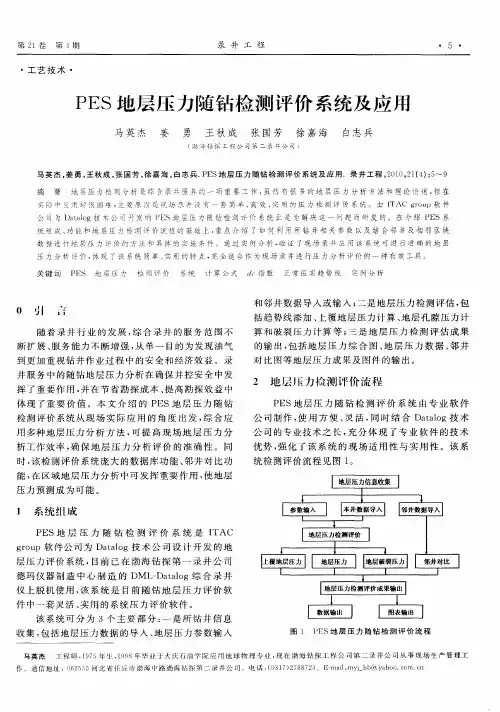 PES地层压力随钻检测评价系统及应用