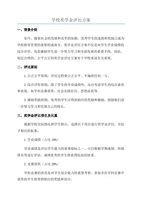学校奖学金评比方案