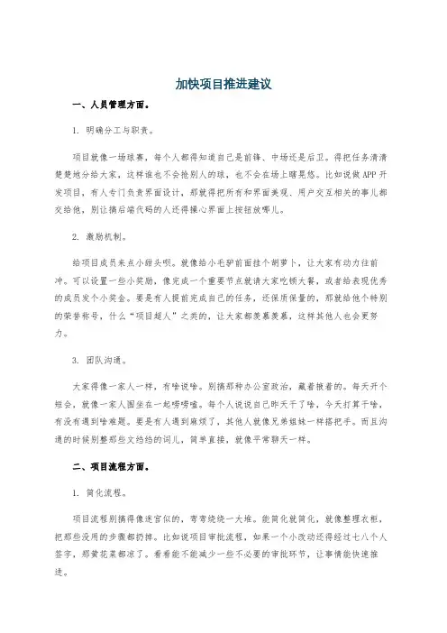 加快项目推进建议