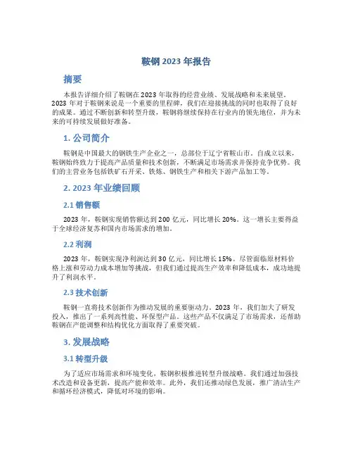 鞍钢2023年报告