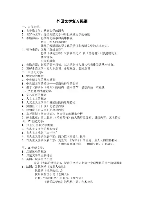 外国文学复习提纲