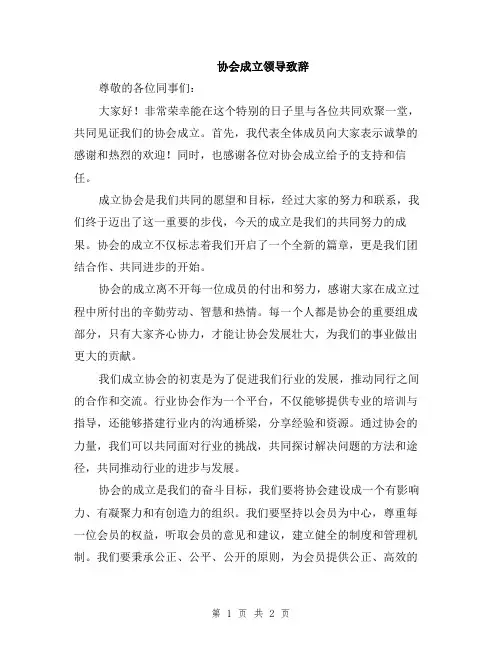 协会成立领导致辞