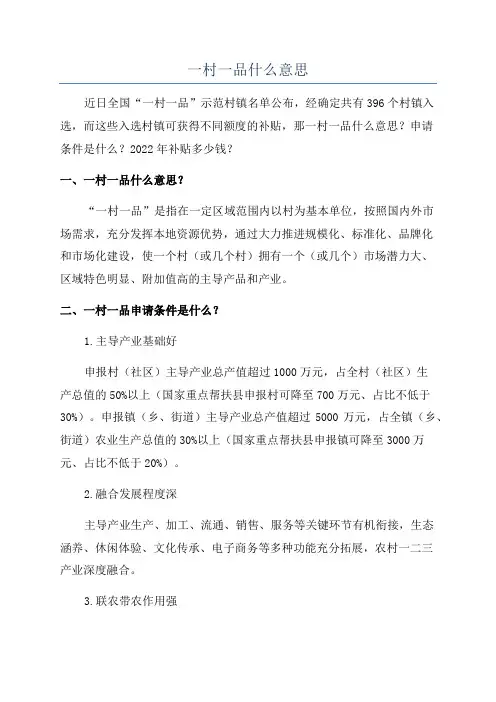 一村一品什么意思