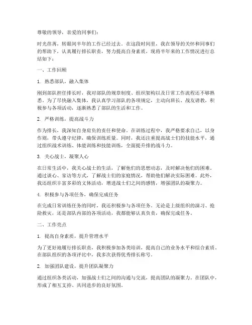 半年工作总结排长