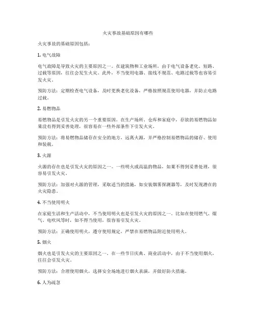 火灾事故基础原因有哪些