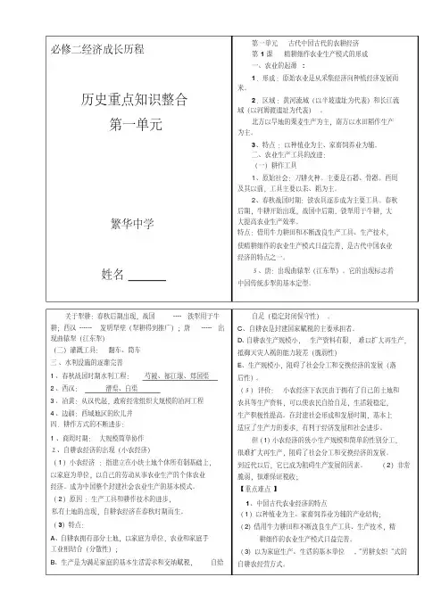 高中历史必修二第一单元历史知识点整合【实用】