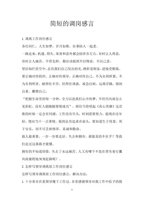 简短的调岗感言