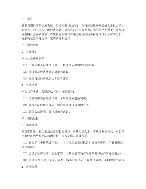 经济问题的社会实践报告