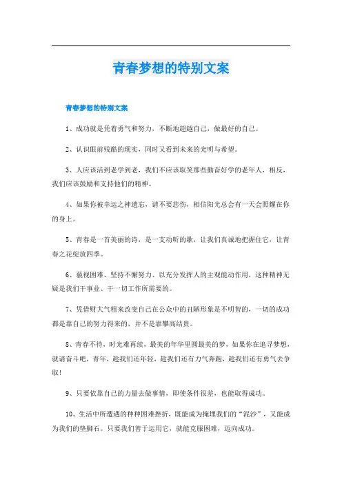 青春梦想的特别文案