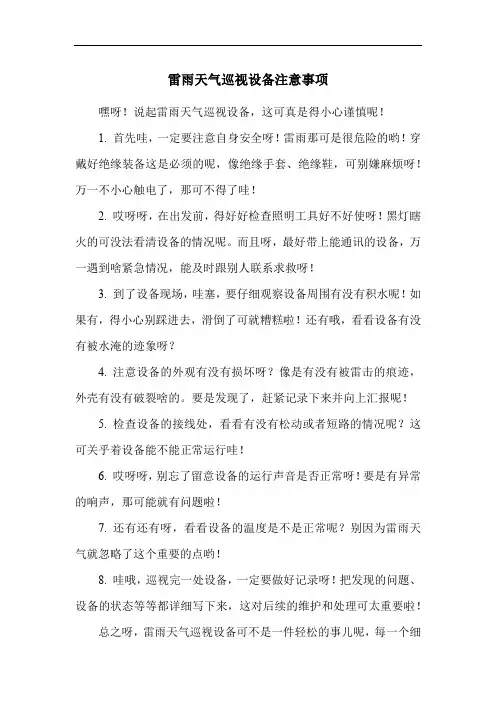 雷雨天气巡视设备注意事项