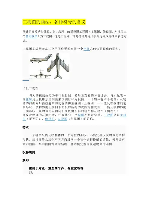 三视图的画法,各种符号的含义