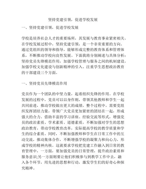 坚持党建引领,促进学校发展
