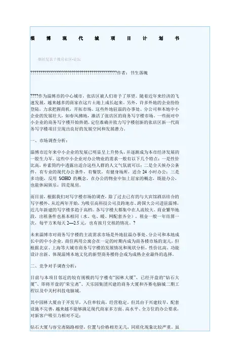 淄博现代城项目计划书