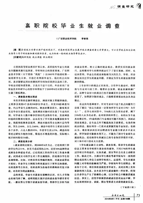 高职院校毕业生就业调查