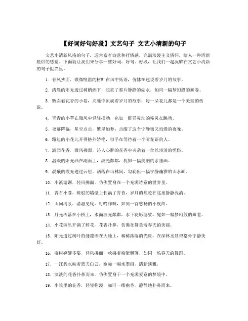 【好词好句好段】文艺句子 文艺小清新的句子