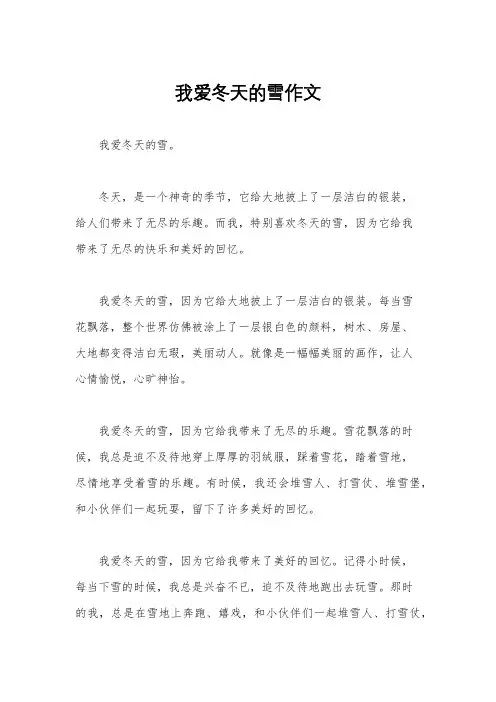 我爱冬天的雪作文