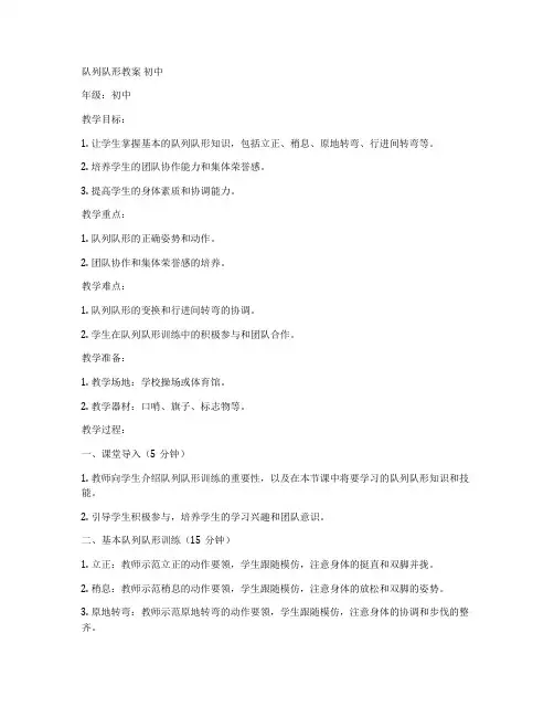 队列队形教案 初中