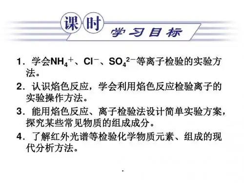 苏教版高中化学必修一课件专题一常见物质的检验