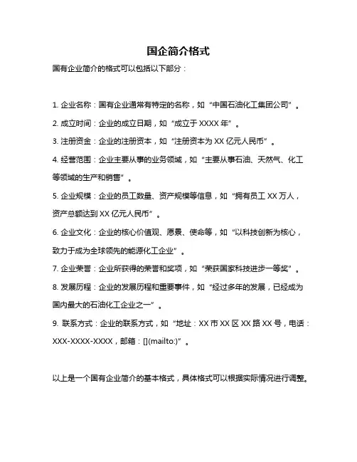 国企简介格式