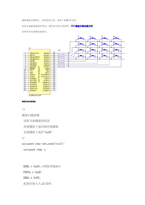 4X4键盘扫描程序