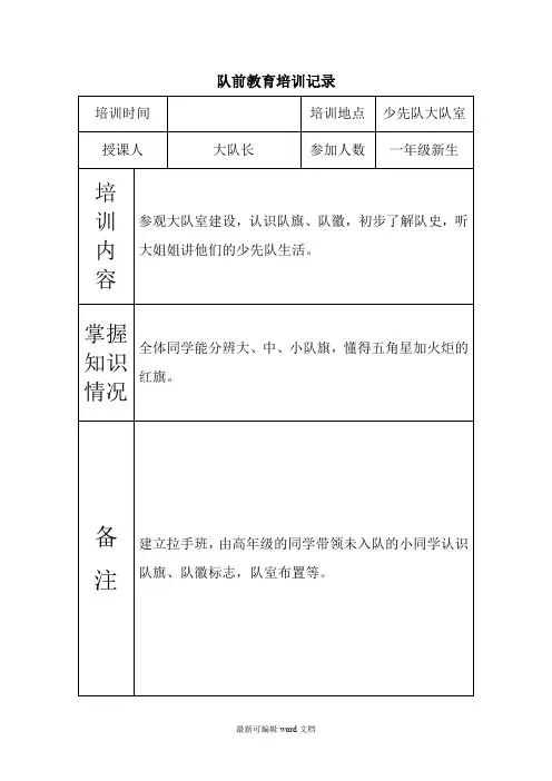 队前教育培训记录