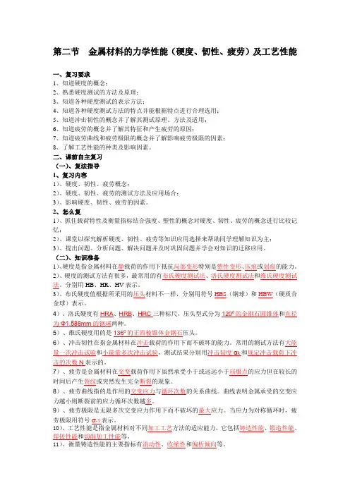 金属材料的力学性能硬度韧性疲劳及工艺性能