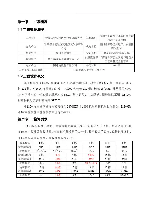 冲孔混凝土灌注桩桩基检测方案