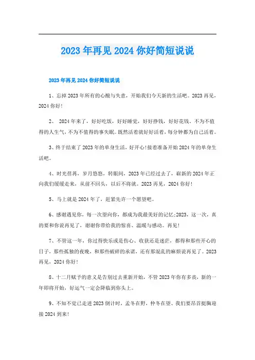 2023年再见2024你好简短说说