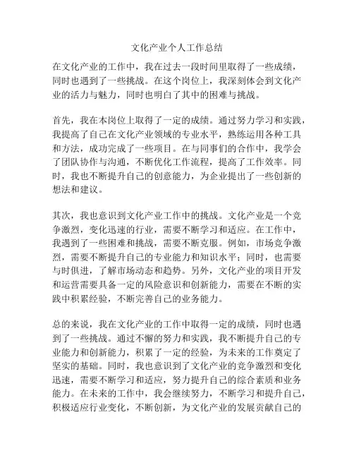 文化产业个人工作总结