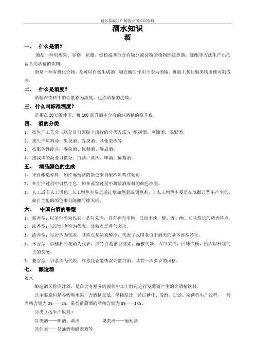 酒水知识