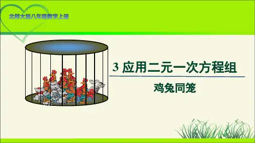 北师大版八年级数学上册《应用二元一次方程组——鸡兔同笼》示范公开课教学课件
