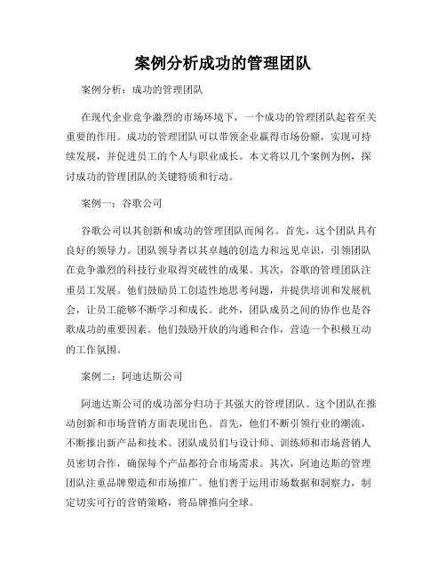 案例分析成功的管理团队
