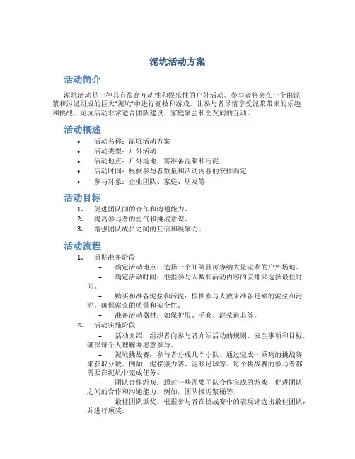 泥坑活动方案