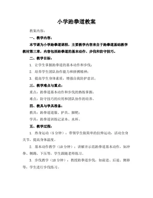 小学跆拳道教案