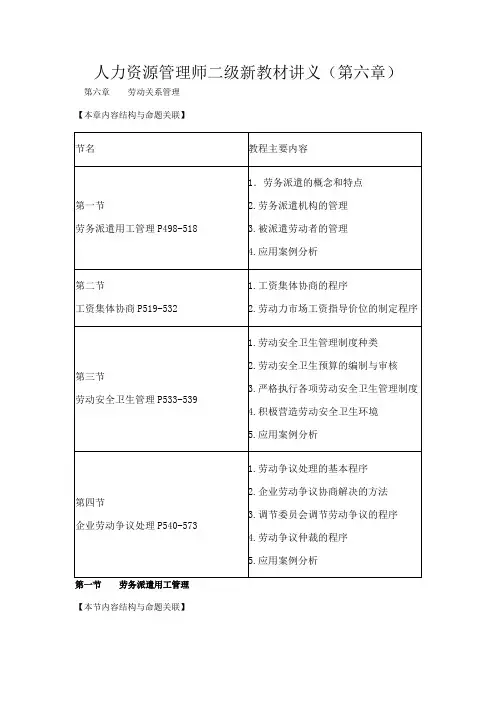 人力二级第三版新教材考点总结--劳动关系管理