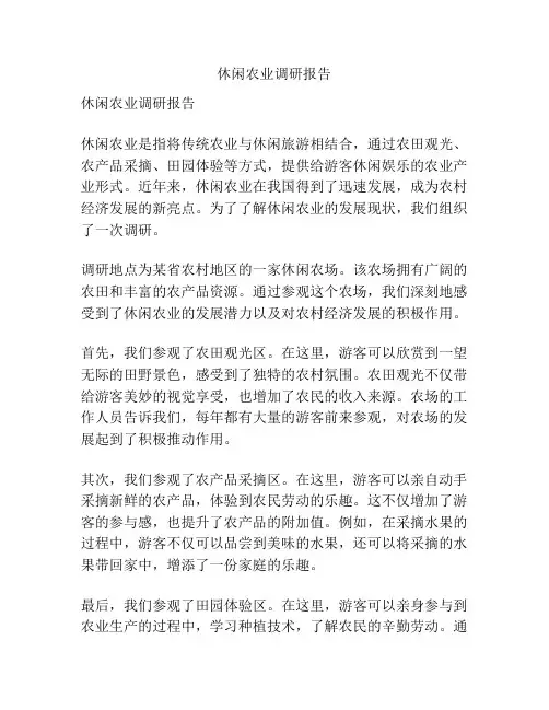 休闲农业调研报告