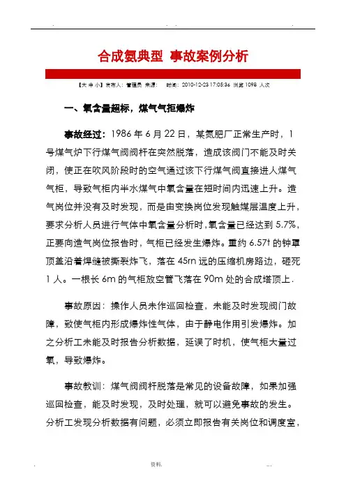 合成氨典型事故案例分析