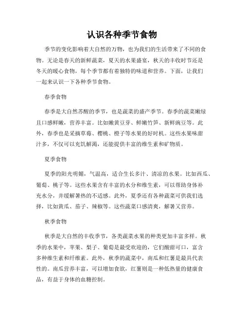 认识各种季节食物