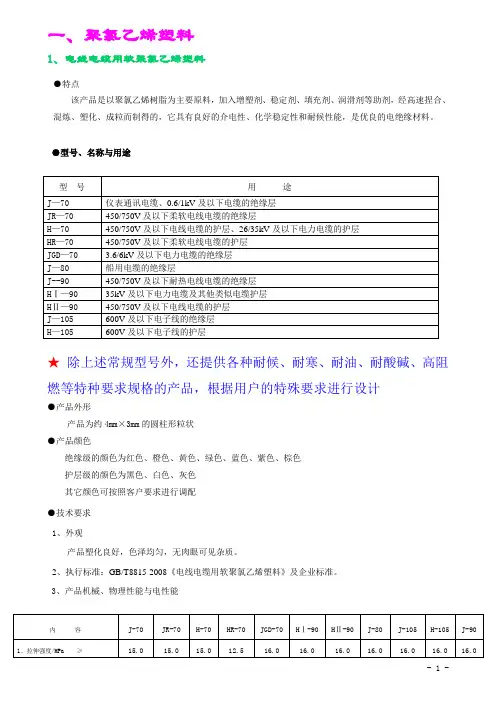 电缆料产品手册