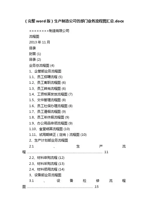 （完整word版）生产制造公司各部门业务流程图汇总.docx