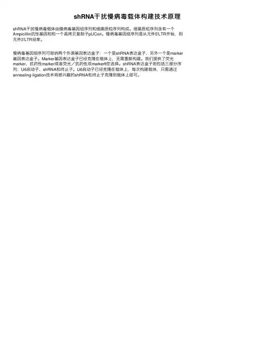 shRNA干扰慢病毒载体构建技术原理
