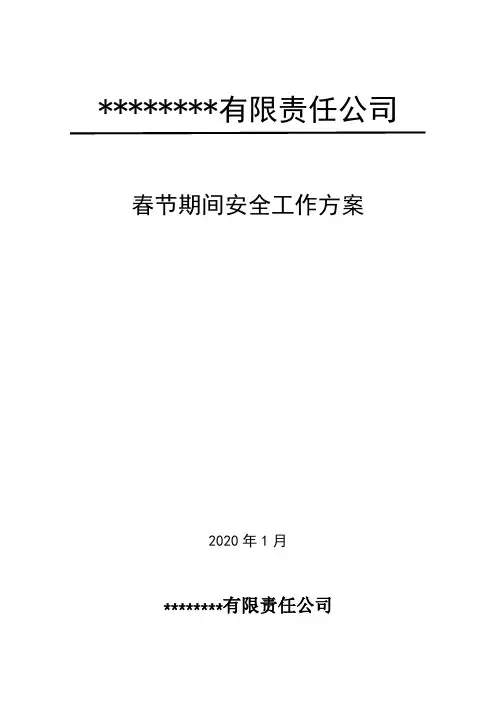 2020年春节期间安全工作方案