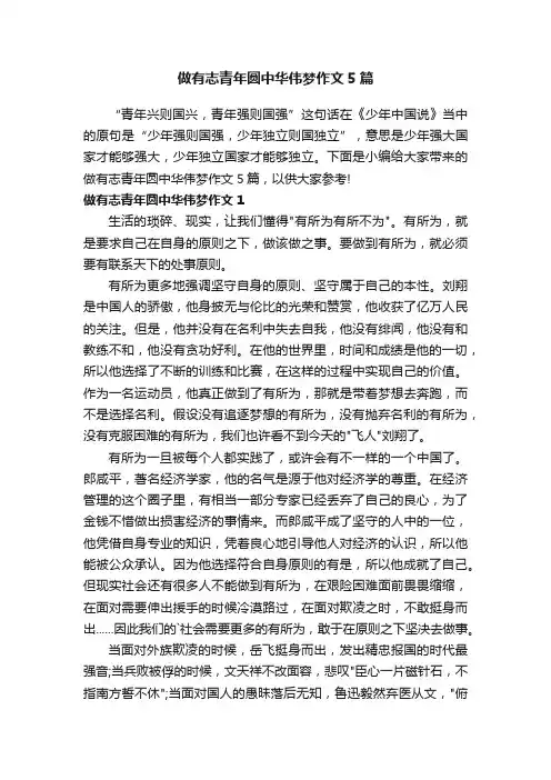 做有志青年圆中华伟梦作文5篇