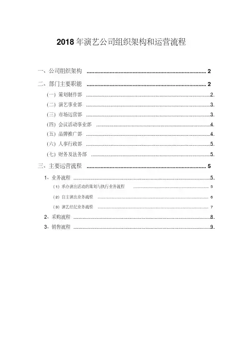 2018年演艺公司组织架构和运营流程